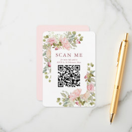 Pastel Bloemen Bruiloft RSVP QR Informatiekaartje