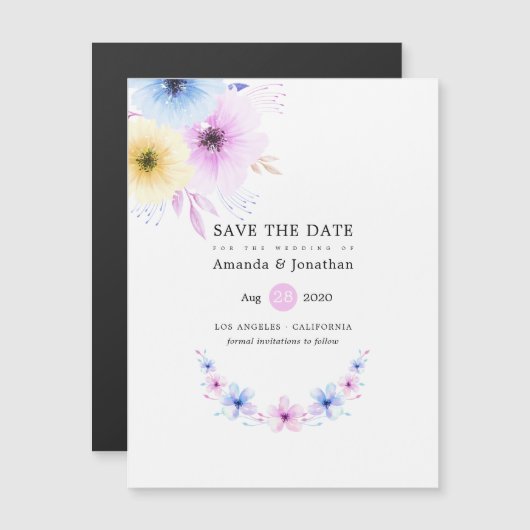 Pastel Bloemen Bruiloft Save the Date (Voorkant / Achterkant)