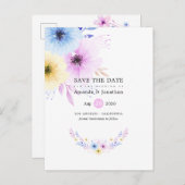 Pastel Bloemen Bruiloft Save the Date Aankondigingskaart (Voorkant / Achterkant)