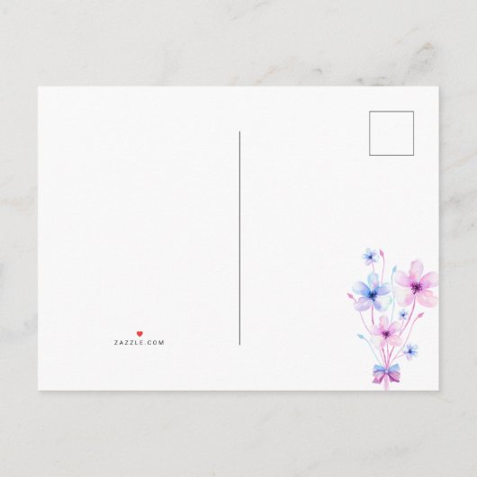 Pastel Bloemen Bruiloft Save the Date Aankondigingskaart (Achterkant)