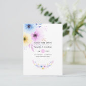 Pastel Bloemen Bruiloft Save the Date Aankondigingskaart (Staand voorkant)