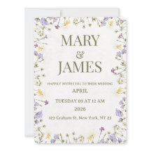 Pastel Bloemen Bruiloft Uitnodiging