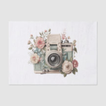 Pastel Bloemen Camera Art voor Decoupage