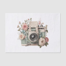  Pastel Bloemen Camera Art voor Decoupage Tissuepapier