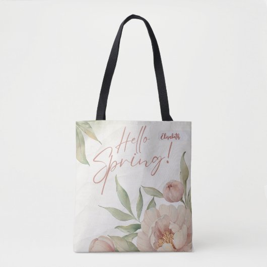 Pastel Bloemen Canvas tas - Aangepaste naam Spring (Voorkant)