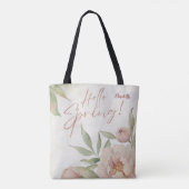 Pastel Bloemen Canvas tas - Aangepaste naam Spring (Achterkant)