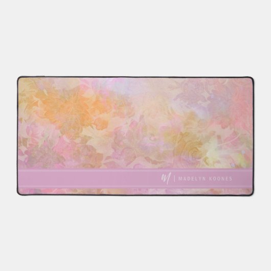 Pastel Bloemen Chic Script Monogram Bureaumat (Voorkant)