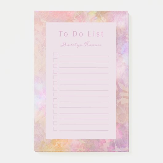 Pastel Bloemen Chic Script Persoonlijk Post-it® Notes (Voorkant)