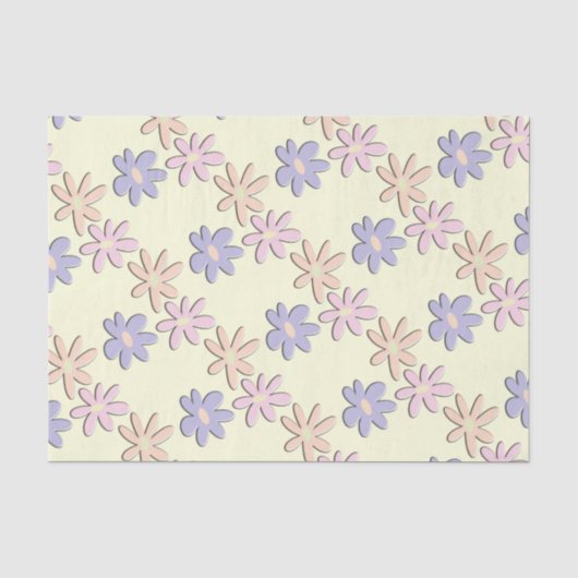 Pastel Bloemen Crème Tissuepapier (Voorkant)