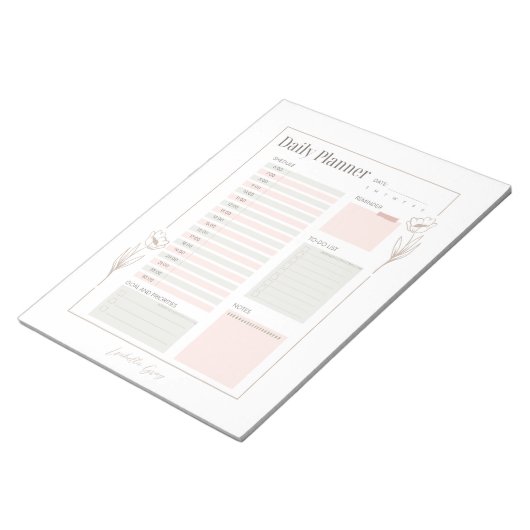 Pastel Bloemen Dagelijkse Planner Notitieblok (Schuin)