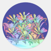 Pastel Bloemen Donkerblauwe Envelope Zegel (Voorkant)