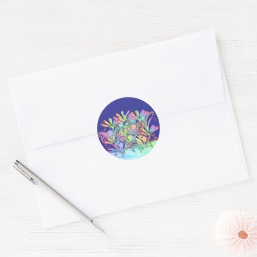 Pastel Bloemen Donkerblauwe Envelope Zegel (Envelop)