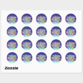 Pastel Bloemen Donkerblauwe Envelope Zegel (Vel)