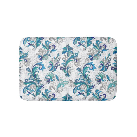 Pastel Bloemen Doodle  Patroon. Badmat (Voorkant)