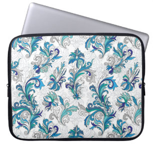 Pastel Bloemen Doodle Patroon. Laptop Sleeve