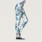 Pastel Bloemen Doodle Patroon. Leggings (Rechts)