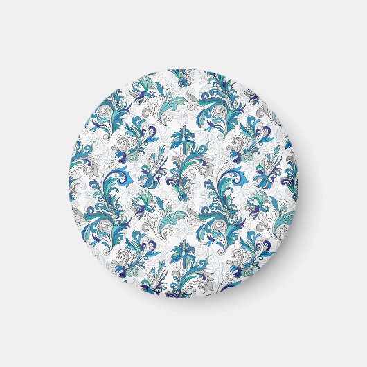 Pastel Bloemen Doodle  Patroon. Magneet (Voorkant)