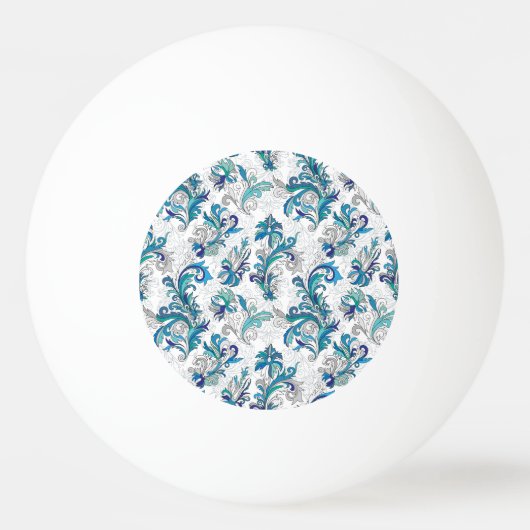Pastel Bloemen Doodle Patroon. Pingpongbal (Voorkant)