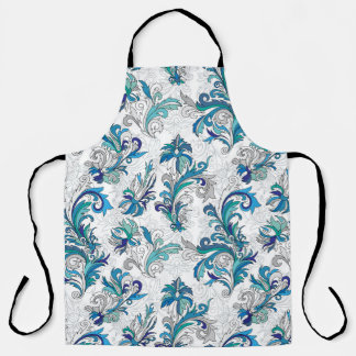Pastel Bloemen Doodle Patroon. Schort