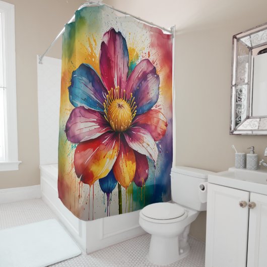 Pastel Bloemen Douchegordijn Set (In situ)