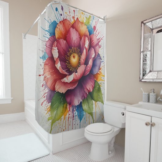 Pastel Bloemen Douchegordijn Set (In situ)