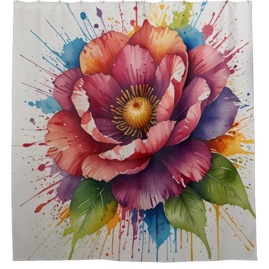 Pastel Bloemen Douchegordijn Set (Voorkant)