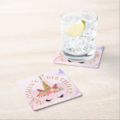 Pastel Bloemen Eenhoorn Verjaardagsfeest Kartonnen Onderzetters (Insitu)