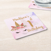 Pastel Bloemen Eenhoorn Verjaardagsfeest