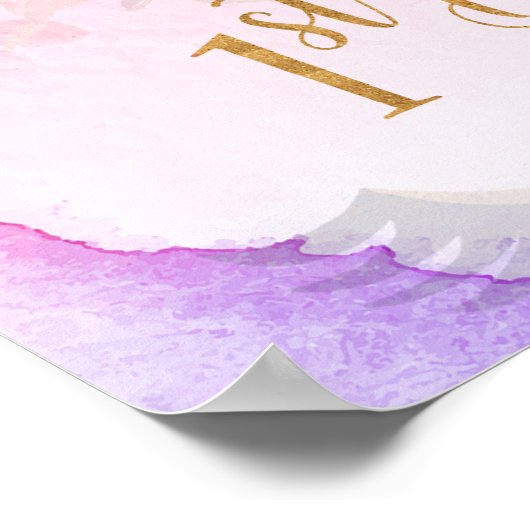 Pastel Bloemen Eenhoorn Verjaardagsfeest Welkom Poster (Hoek)