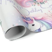 Pastel Bloemen & Eenhoorn Wrapping Paper Cadeaupapier (Rol Hoek)