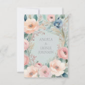 Pastel Bloemen Elegantie Bruiloft Bedankkaart (Achterkant)