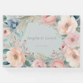 Pastel Bloemen Elegantie Bruiloft Gastenboek