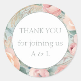 Pastel Bloemen Elegantie Bruiloft Ronde Sticker