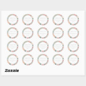 Pastel Bloemen Elegantie Bruiloft Ronde Sticker (Vel)