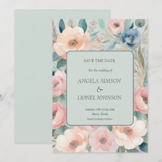 Pastel Bloemen Elegantie Bruiloft Save The Date
