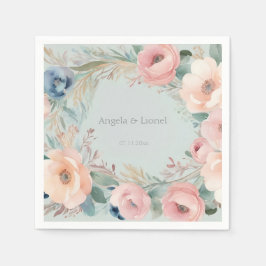 Pastel Bloemen Elegantie Bruiloft Servet