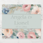 Pastel Bloemen Elegantie Bruiloft Sparkling Wijnetiket (Enkel label)