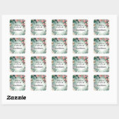 Pastel Bloemen Elegantie: Saliegroen Bloemend Huwe Vierkante Sticker (Vel)