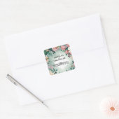 Pastel Bloemen Elegantie: Saliegroen Bloemend Huwe Vierkante Sticker (Envelop)