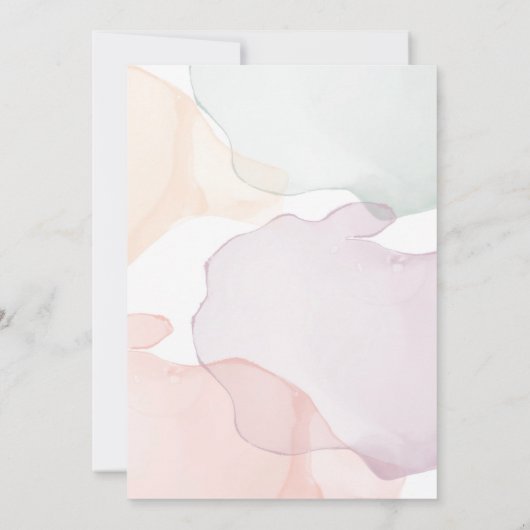 Pastel Bloemen en Alcohol Ink Bruiloft Kaart (Achterkant)