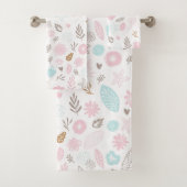 Pastel bloemen en gebladerte patroon bad handdoek (Insitu)