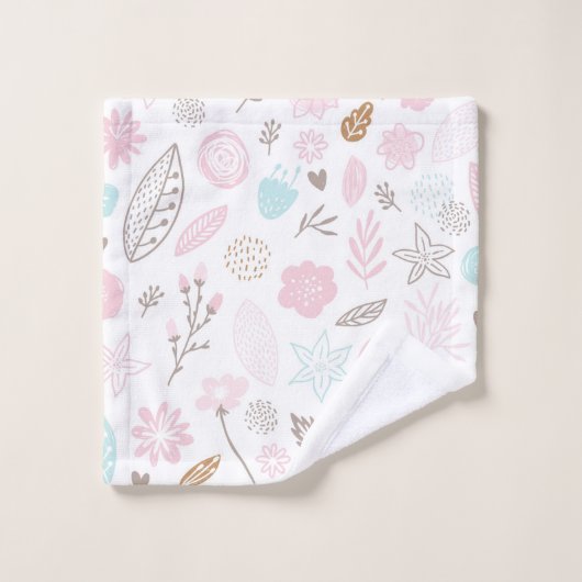 Pastel bloemen en gebladerte patroon bad handdoek (Wasdoekje)