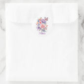 Pastel Bloemen en Vlinders SJABLOON Ronde Sticker (Tas)