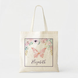 Pastel bloemen- en vlindertas voor baby tote bag