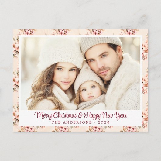 Pastel  Bloemen  Feestdagenkaart (Voorkant)