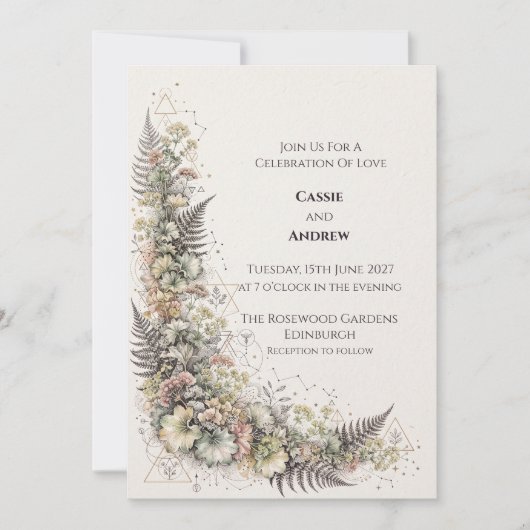Pastel Bloemen Fern Trouw Uitnodiging (Voorkant)