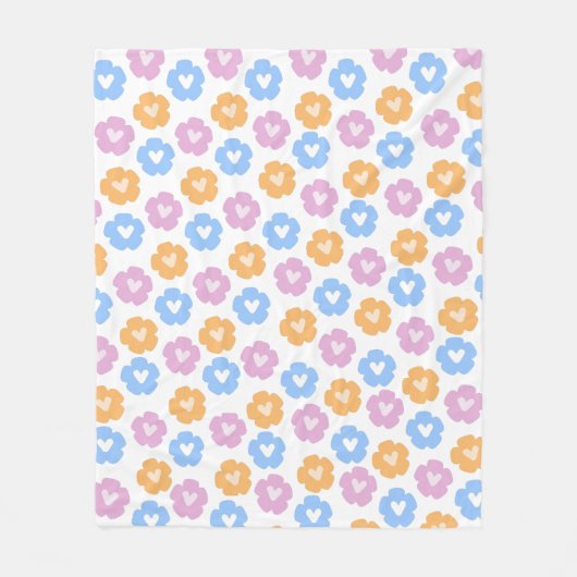 Pastel Bloemen Fleece Deken (Voorkant)