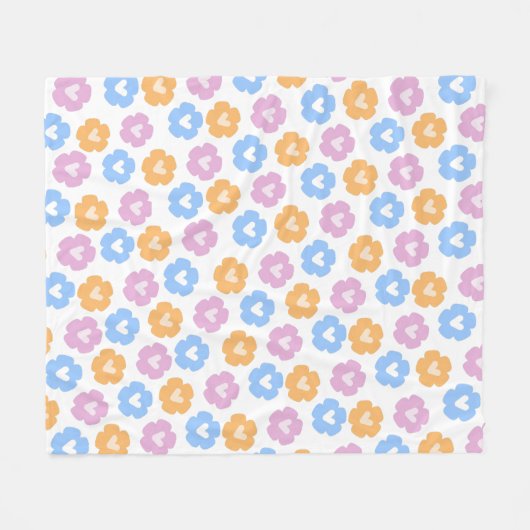 Pastel Bloemen Fleece Deken (Voorkant (Horizontaal))
