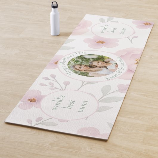 Pastel Bloemen & Foto - Gepersonaliseerde Moederda Yogamat (In situ)