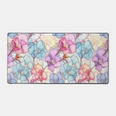 Pastel Bloemen Glas in lood Roze & Blauw Bureaumat (Voorkant)